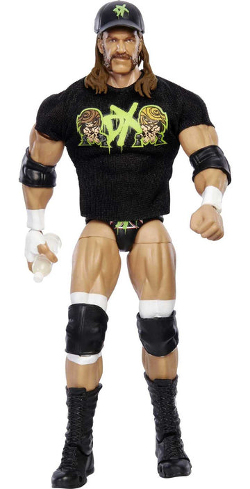 Mattel WWE Triple H Ultimate Edition articulation close-up highlighting 30-plus joints for poses