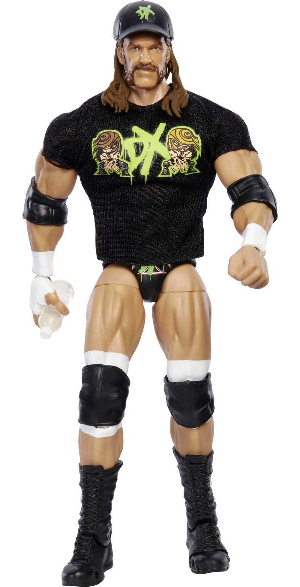 Mattel WWE Triple H Ultimate Edition articulation close-up highlighting 30-plus joints for poses