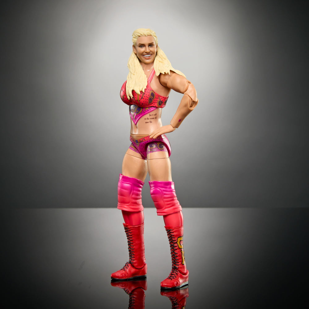 Over 30 articulation points in Charlotte Flair figure enable a wide range of poses.