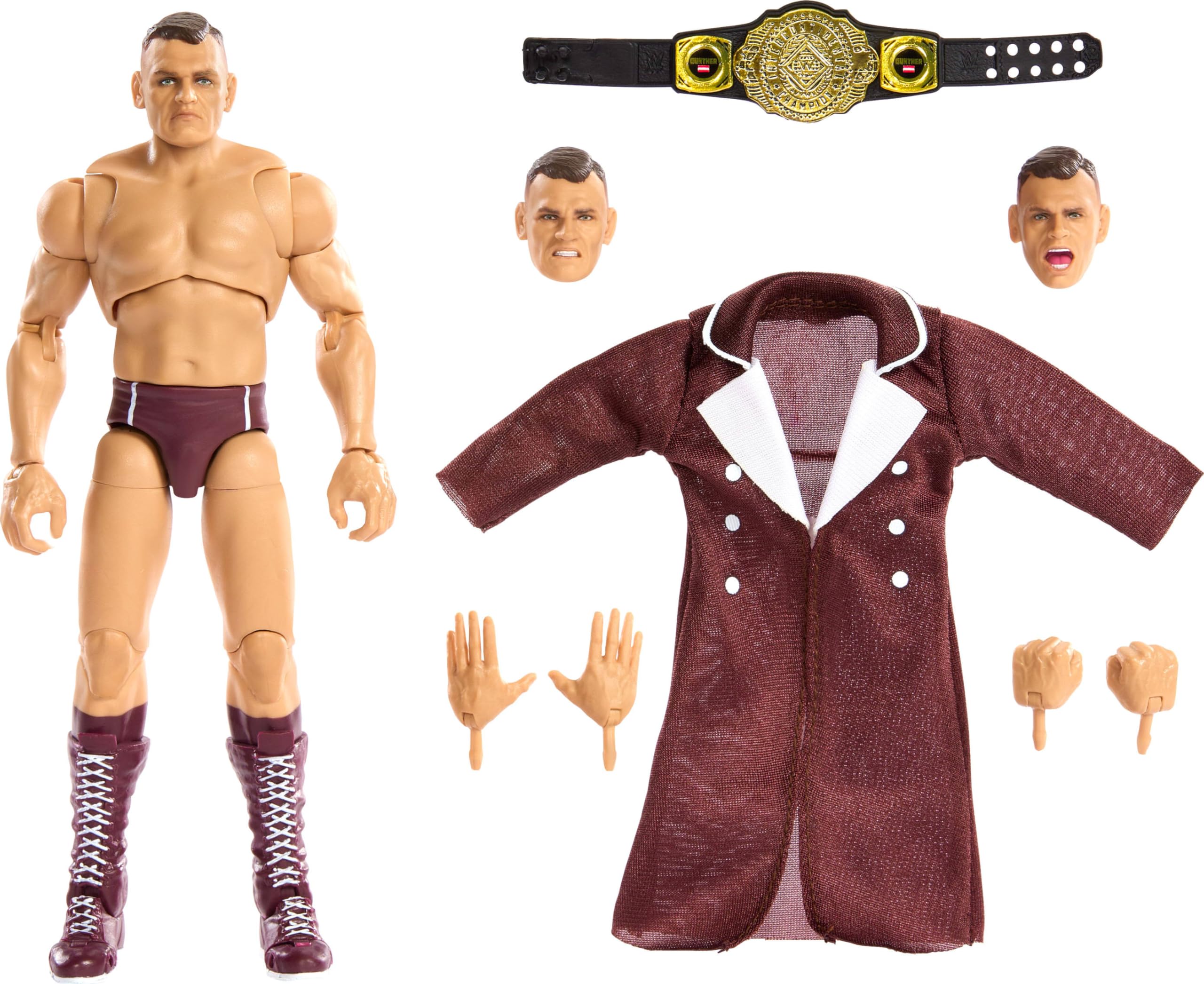 Mattel WWE Gunther Ultimate Edition figure front view for display and poseability