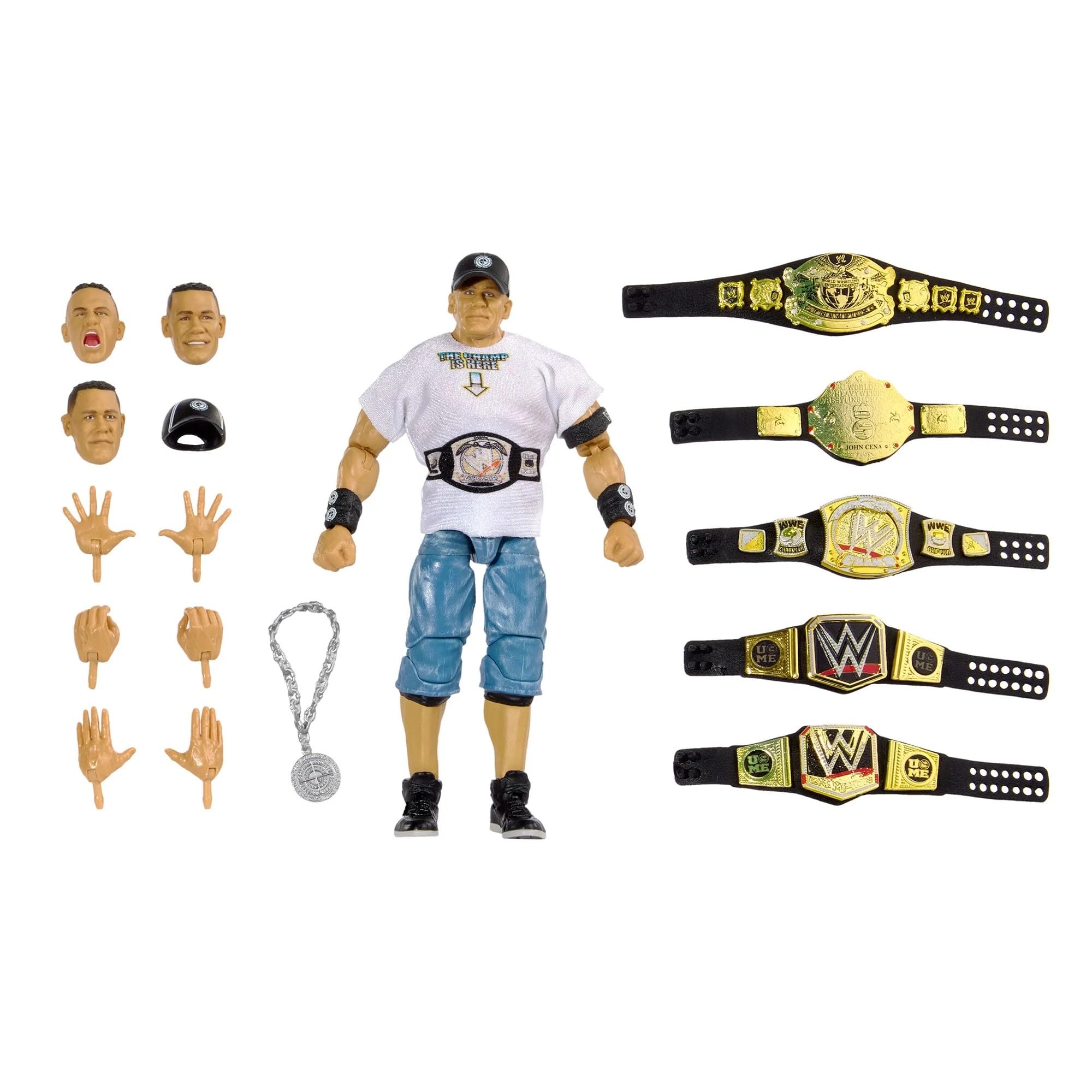 Mattel WWE Ultimate Edition John Cena belts and attire, great for display cases