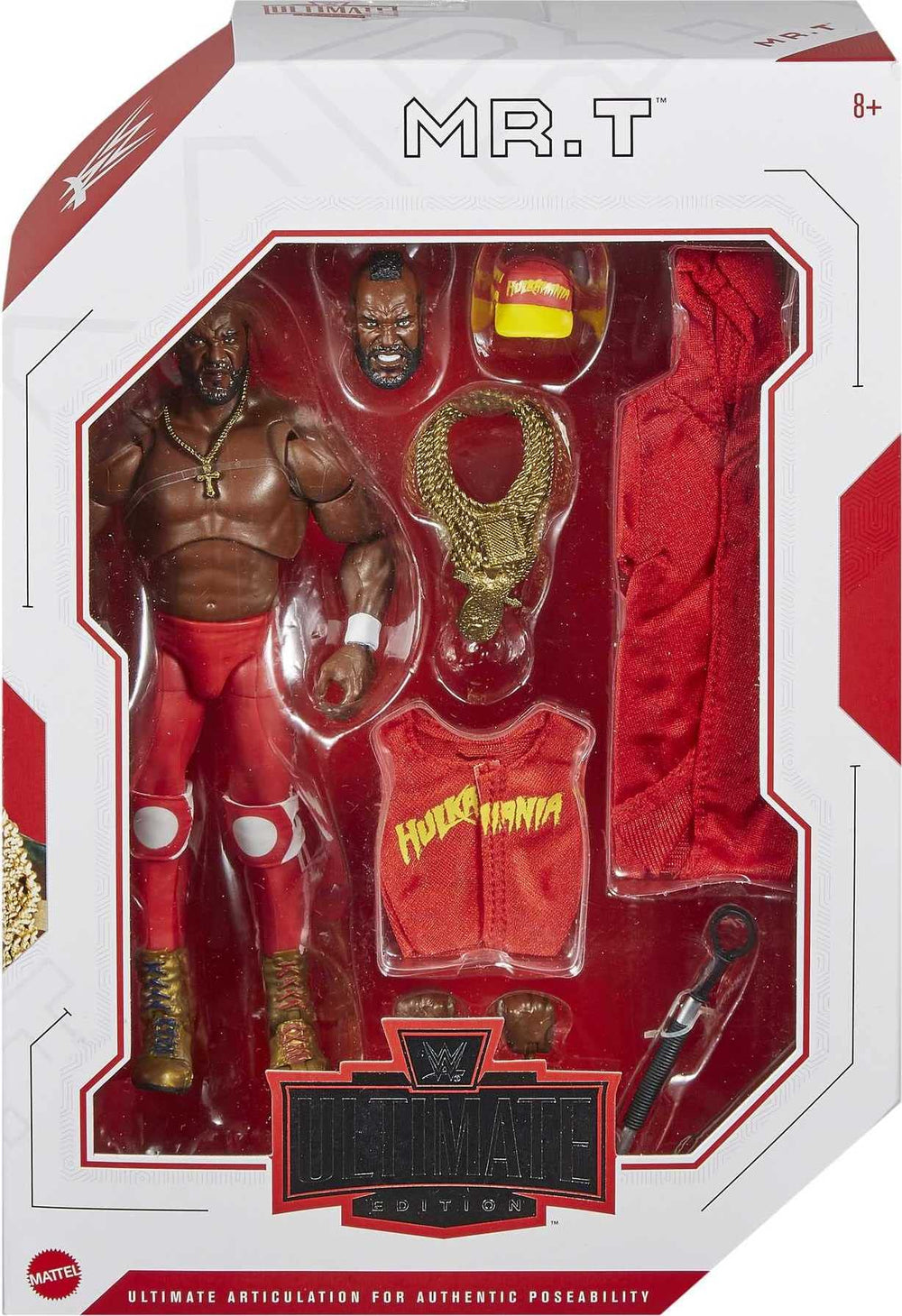 Mattel WWE Ultimate Edition Mr. T figure with authentic entrance gear for display.