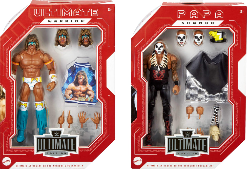 Mattel WWE Ultimate Edition Papa Shango head sculpt close-up for authentic detail.
