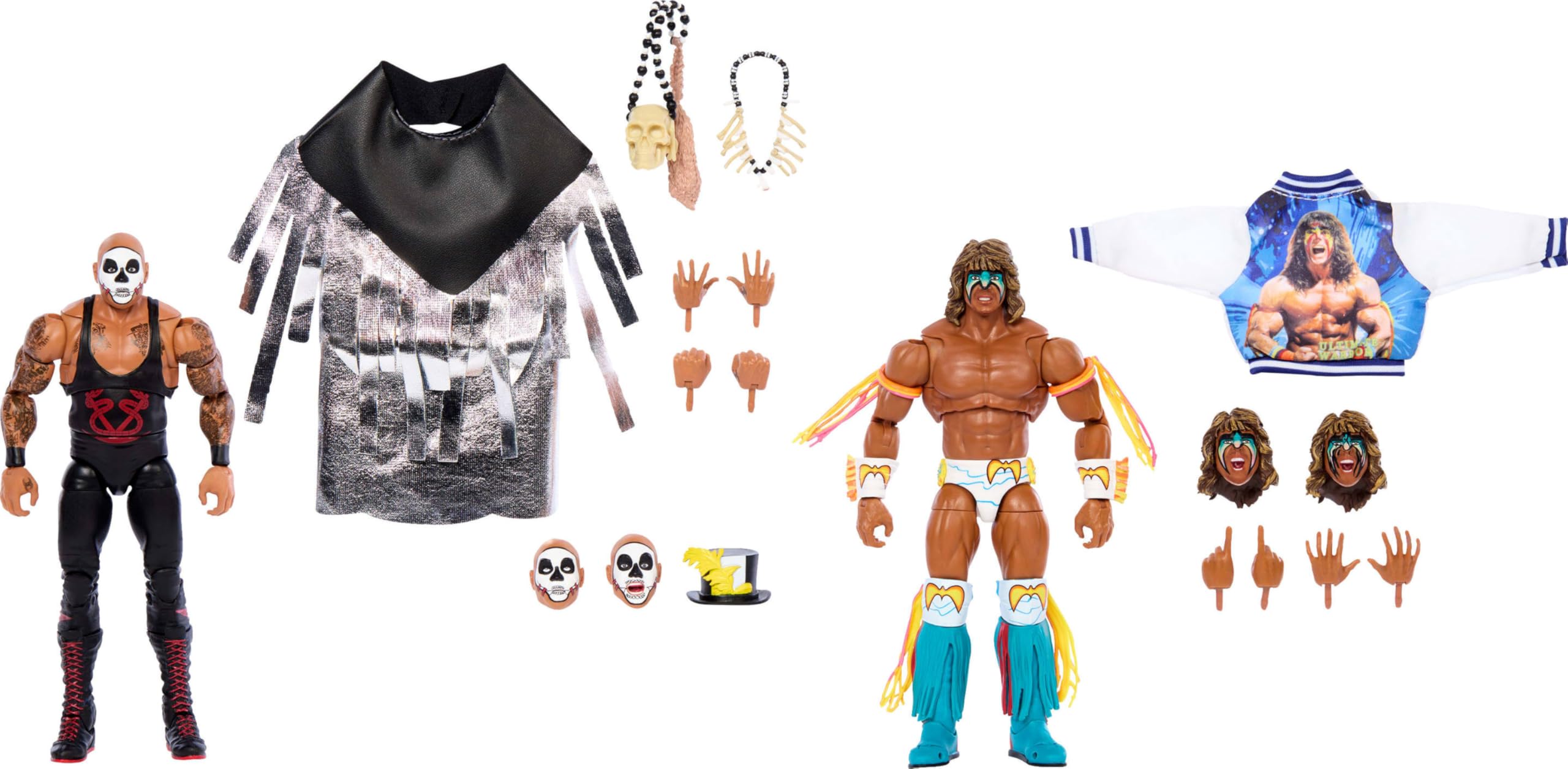 Mattel WWE Ultimate Edition Warrior head sculpt close-up for realistic display.
