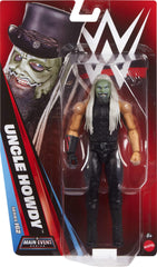 Mattel WWE Uncle Howdy figure posed to show 14 articulation points