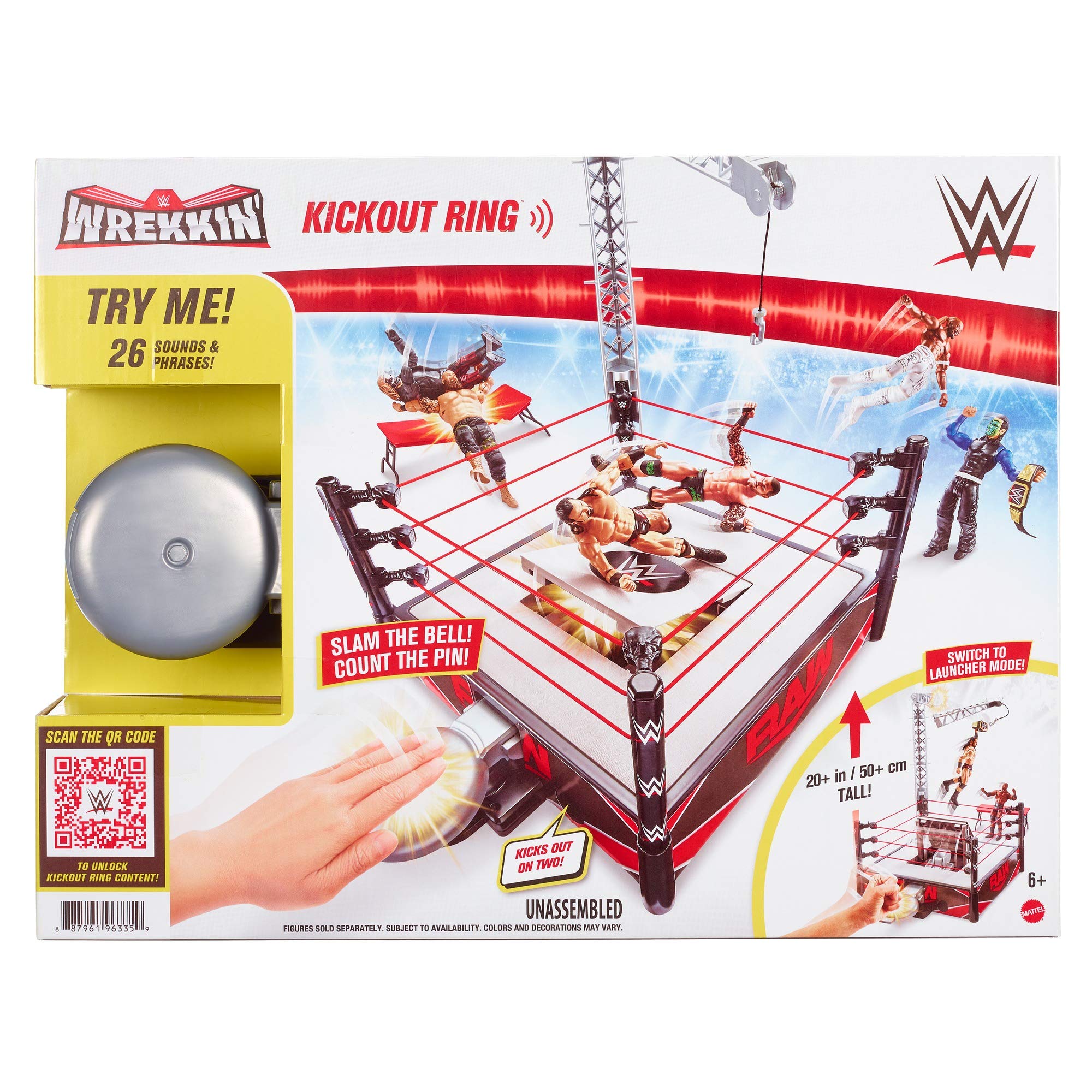 Mattel WWE Wrekkin Kickout Ring accessories add authentic WWE vibes for dramatic matchups