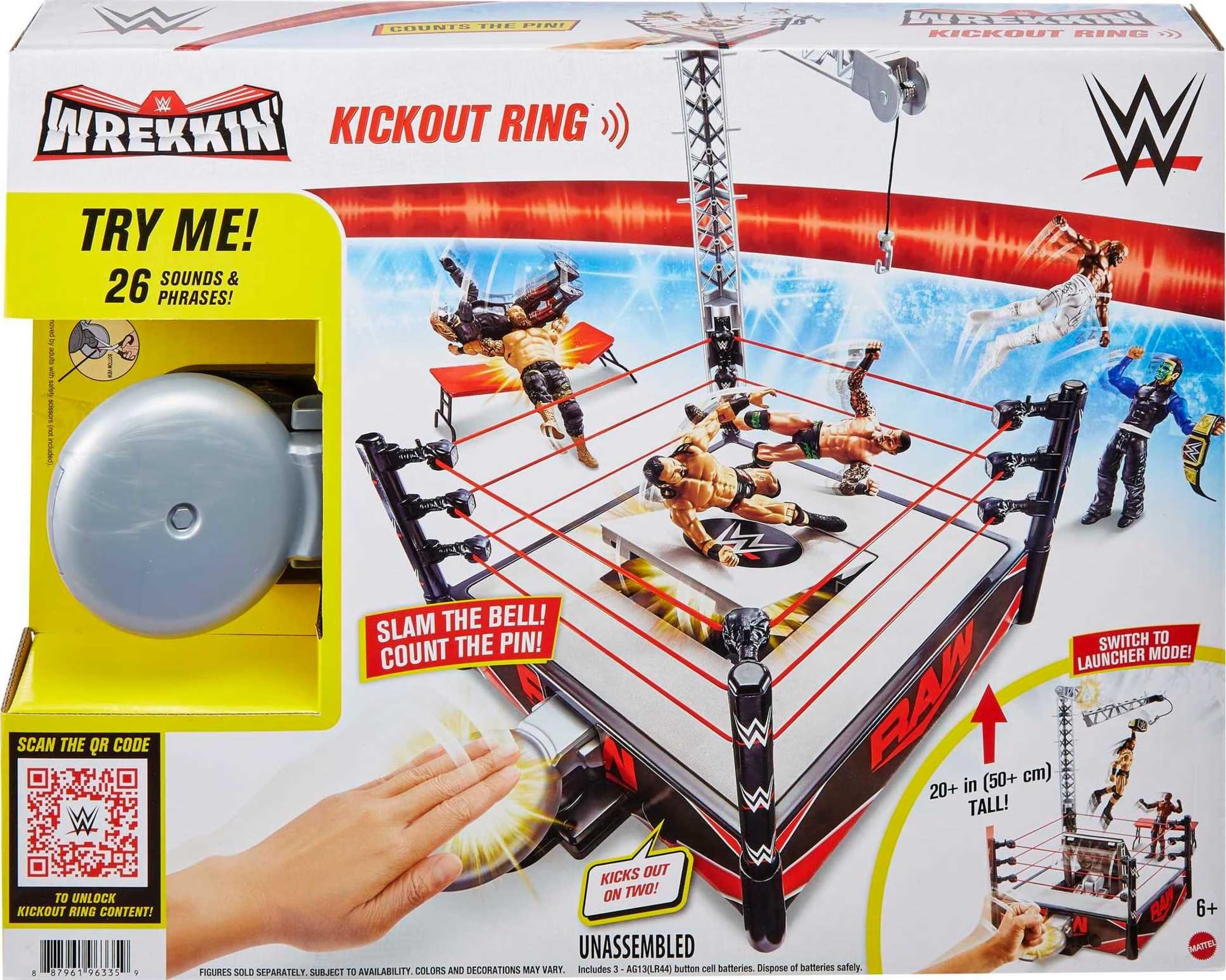 Mattel WWE Wrekkin Kickout Ring action figures (sold separately) enhance storytelling