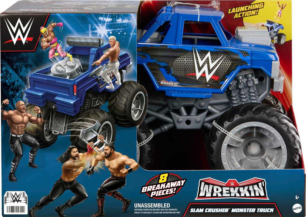 Mattel WWE Wrekkin Slam Crusher set combines figures and vehicle play.