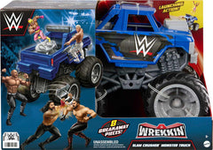 Mattel WWE Wrekkin Slam Crusher set combines figures and vehicle play.