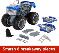 Mattel WWE Wrekkin Slam Crusher removable wheel for interactive play.