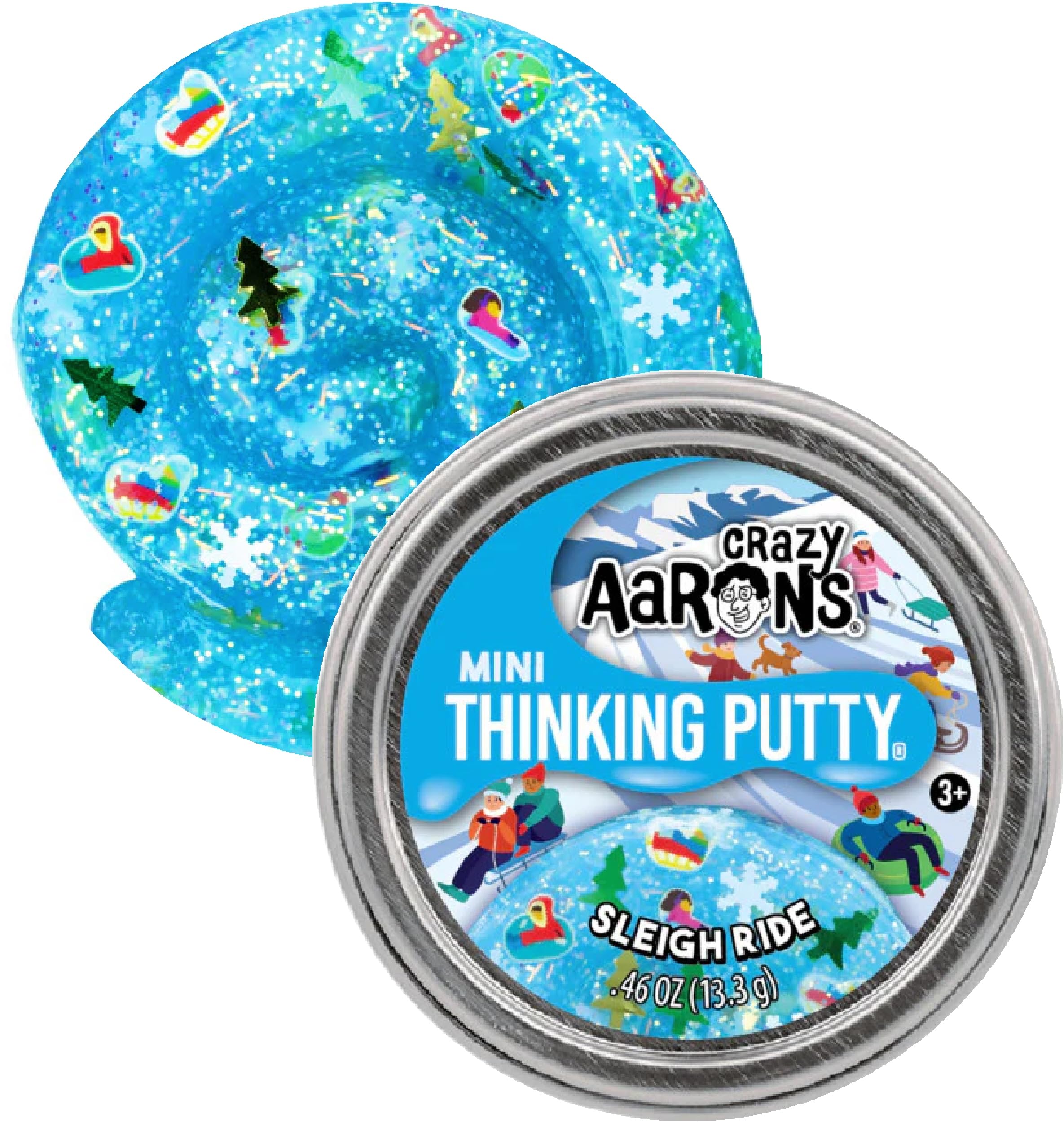 Matty's Toy Stop Crazy Aaron's Holiday Collection putty tins are compact for on-the-go fun.