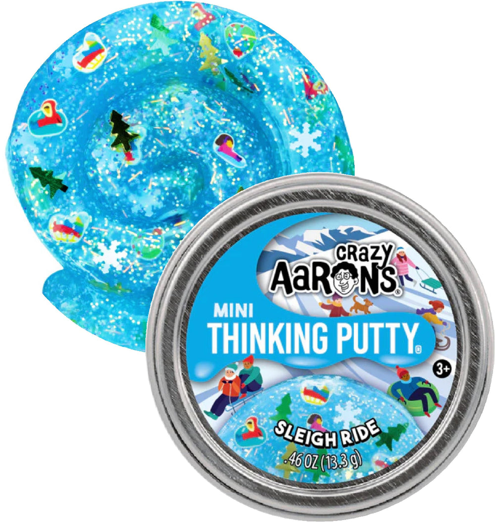 Matty's Toy Stop Crazy Aaron's Holiday Collection putty tins are compact for on-the-go fun.