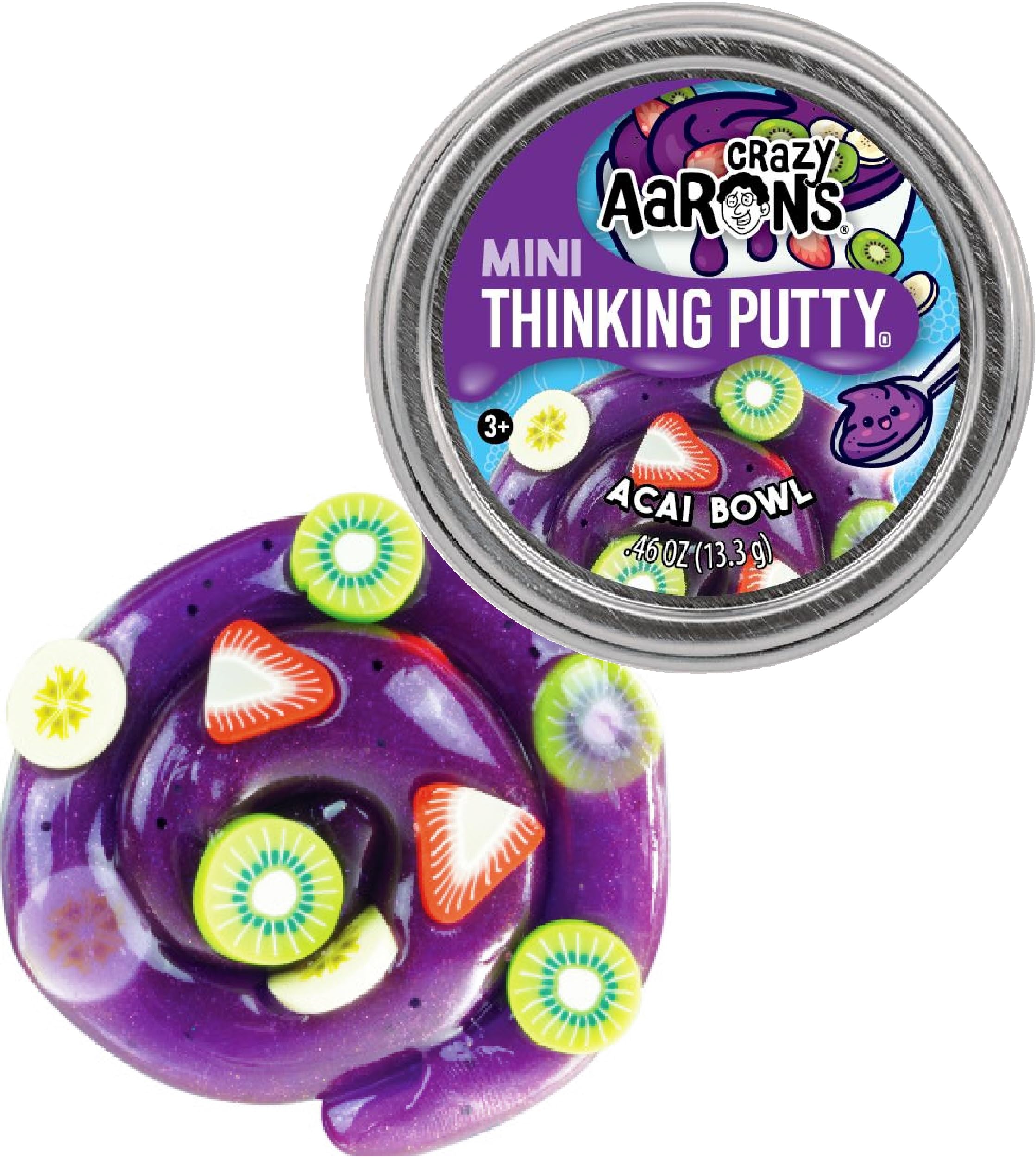 Matty's Toy Stop Crazy Aaron's Acai Bowl mini tin with purple sparkle for sensory fun