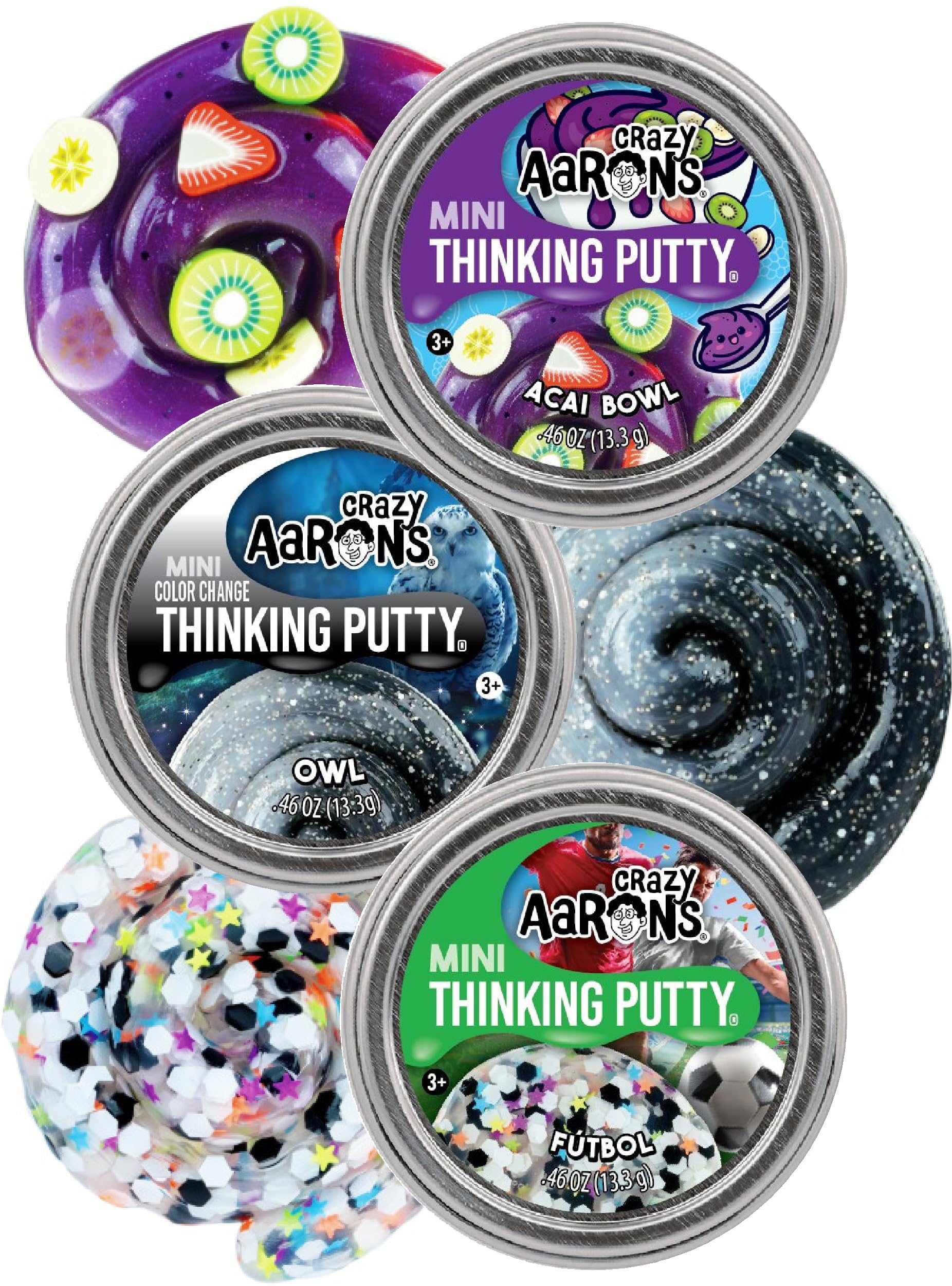Matty's Toy Stop Crazy Aaron's Futbol mini tin with soccer-inspired sparkle for fidget play