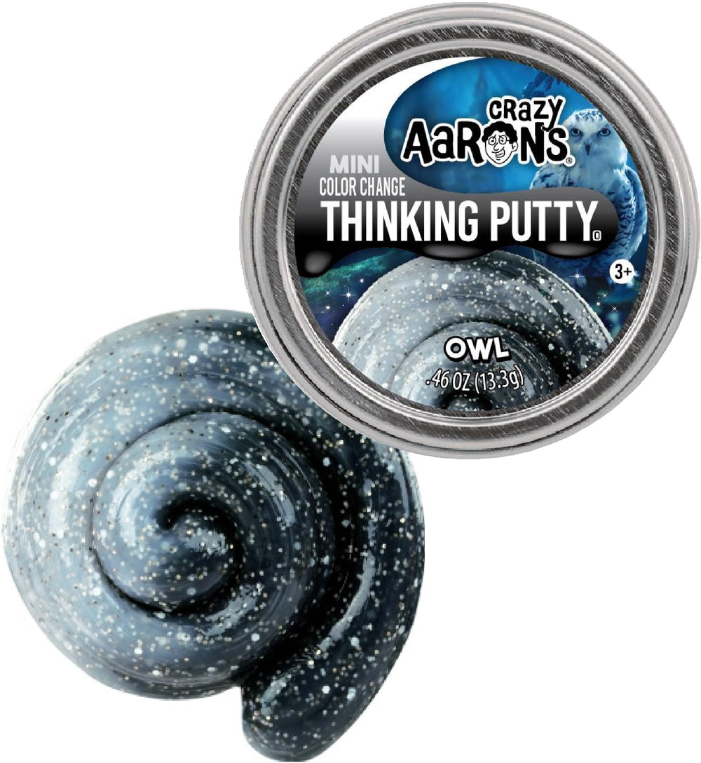 Matty's Toy Stop Crazy Aaron's Owl mini tin shifts color with warmth for visual play