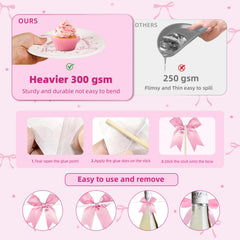 Maudundon Pink Bow cups 9 oz ideal for beverages and easy disposal