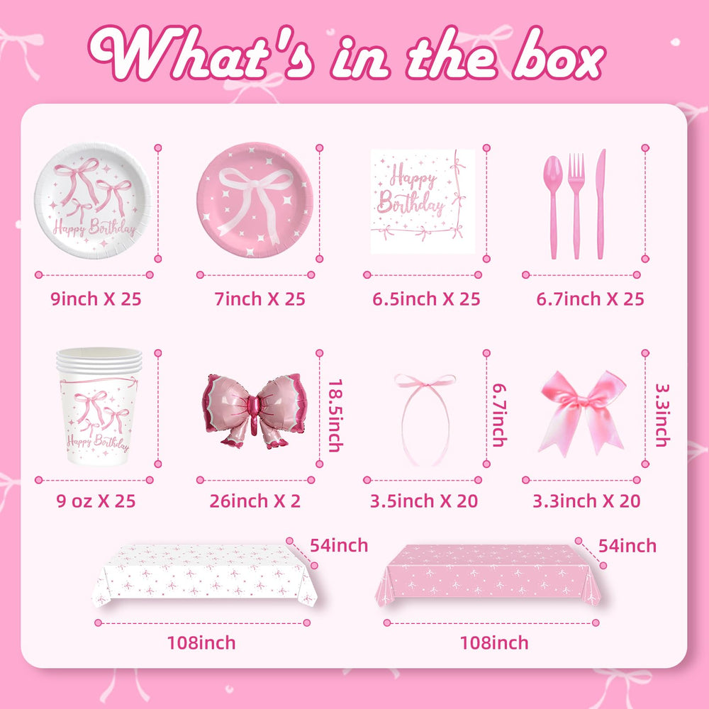 Maudundon Pink Bow plates 7-inch for dessert moments
