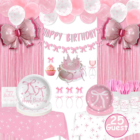 Maudundon Pink Bow plates 9-inch for festive gatherings