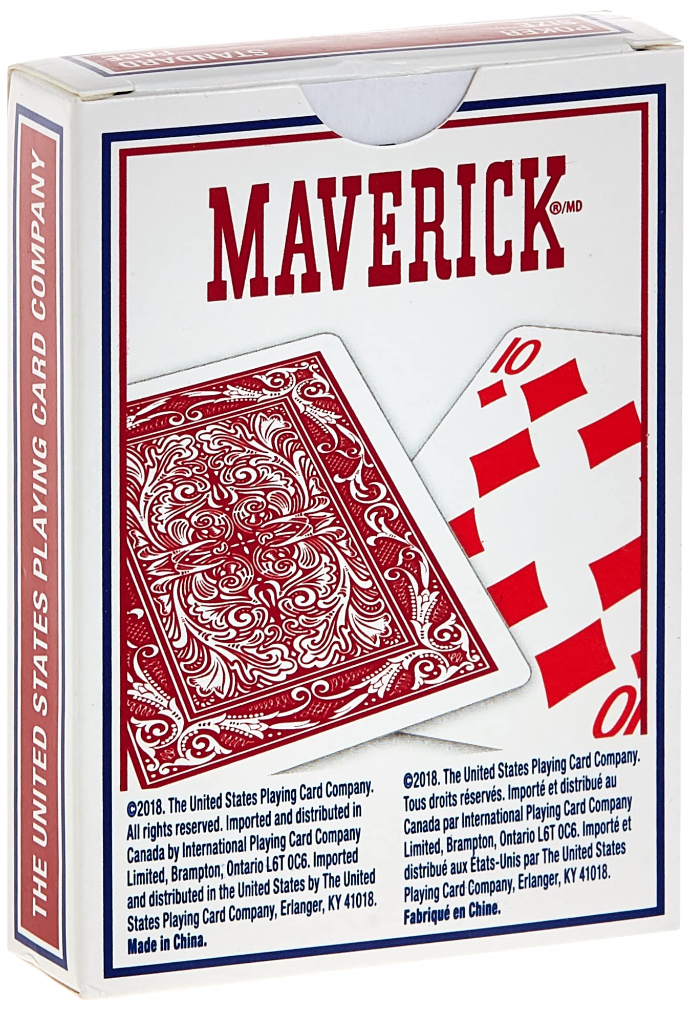 Maverick Poker Playing Cards in hang-tab box for quick setup and retail display.