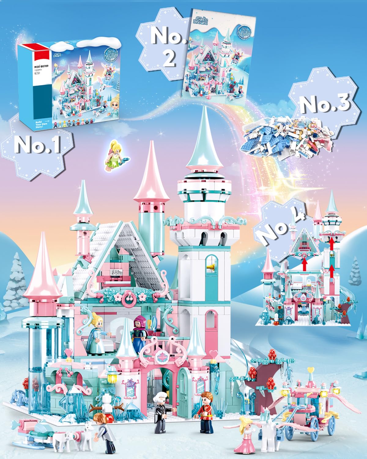 Mavo Brix carriage and sleigh image promotes play scenarios and storytelling opportunities