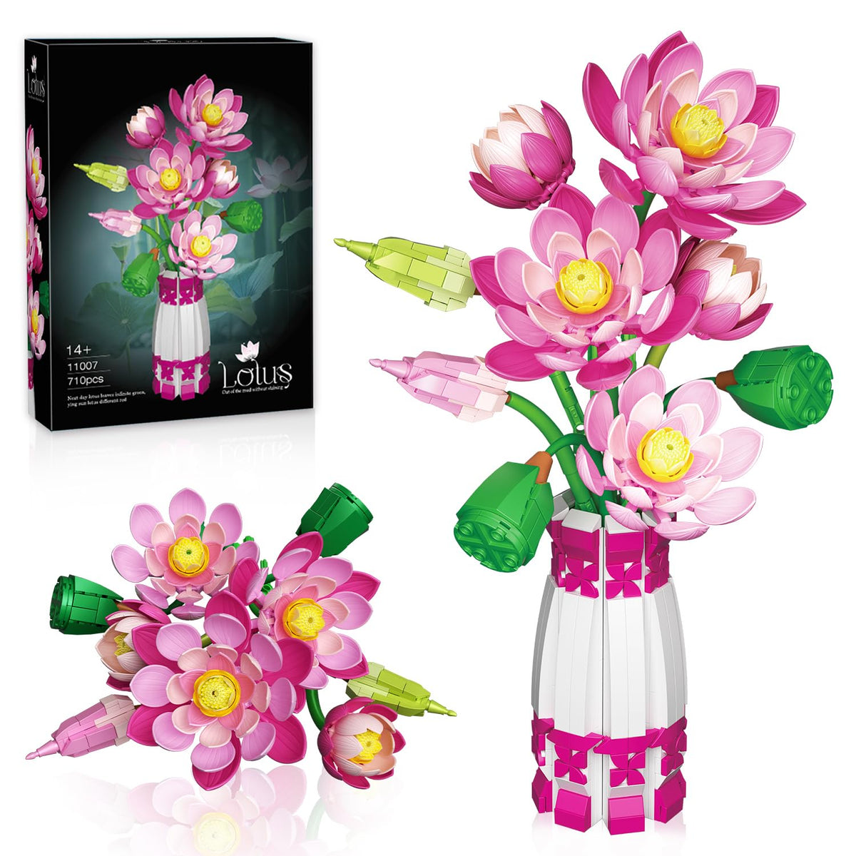 Mavo brix lotus stages bouquet displayed for a lifelike, versatile home decor accent.