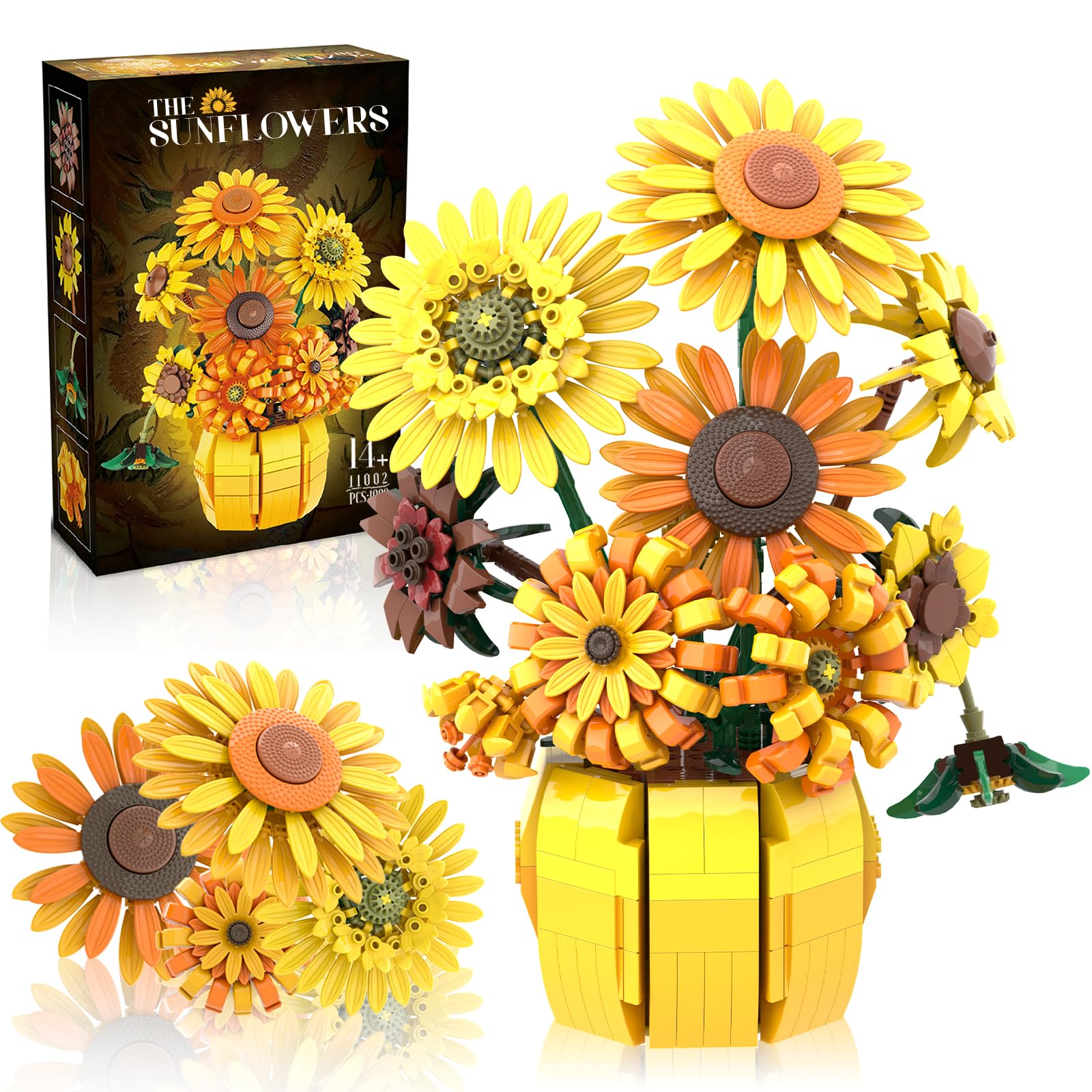 Mavo brix Van Gogh sunflowers bouquet: assemble a vivid artful centerpiece.