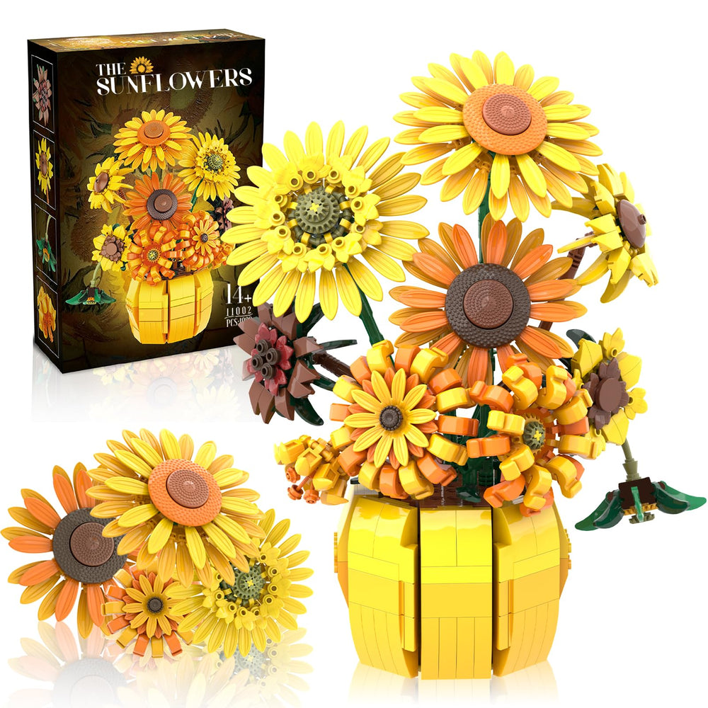 Mavo brix Van Gogh sunflowers bouquet: assemble a vivid artful centerpiece.