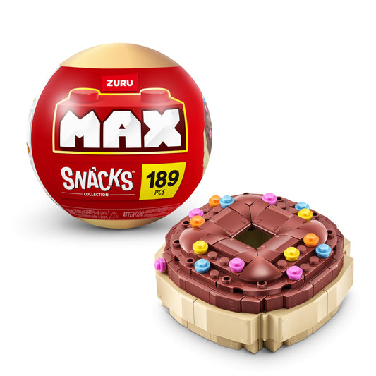 Max Build More doughnut brick assembly for snack-inspired display.