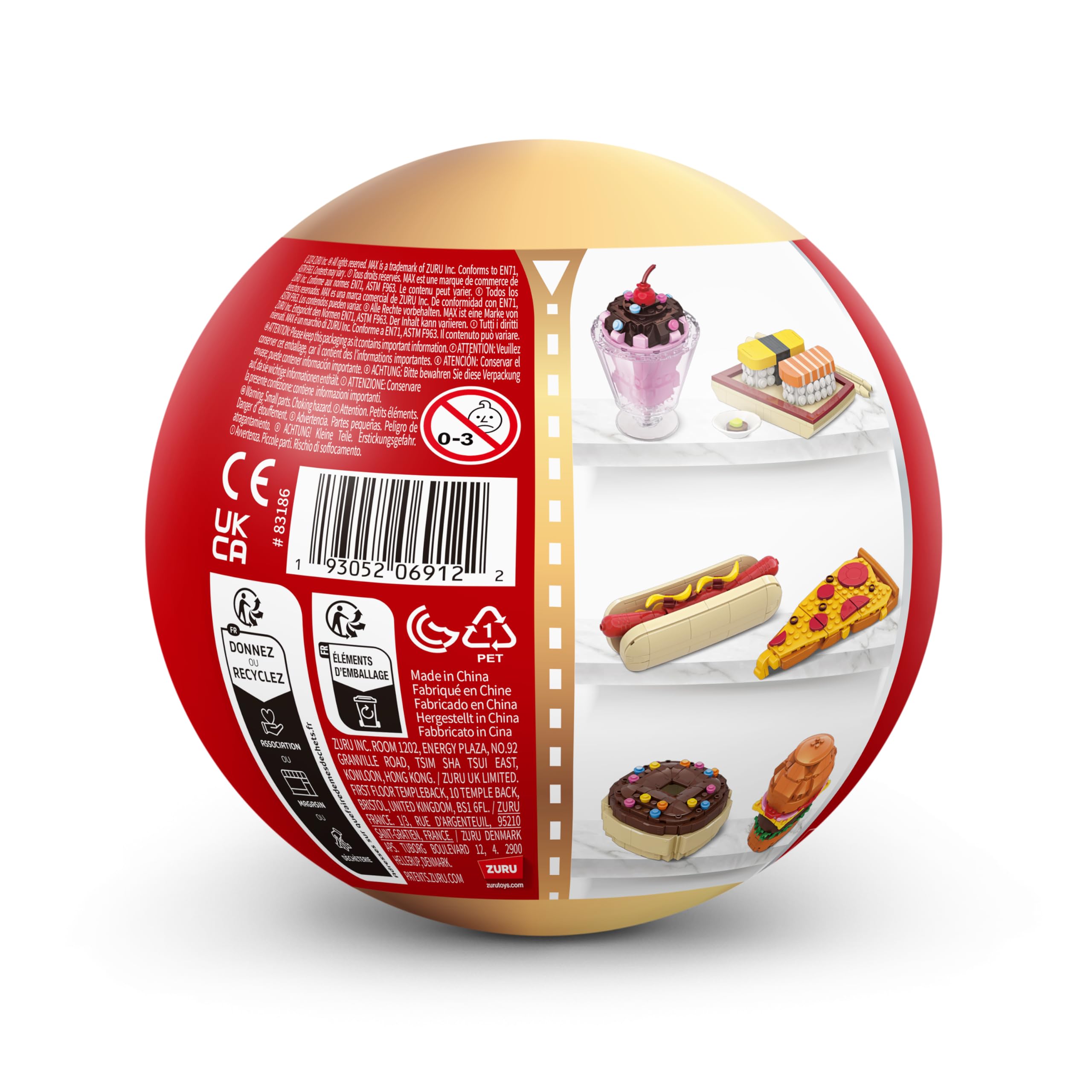 Max Build More snack capsules display highlighting six snack designs.