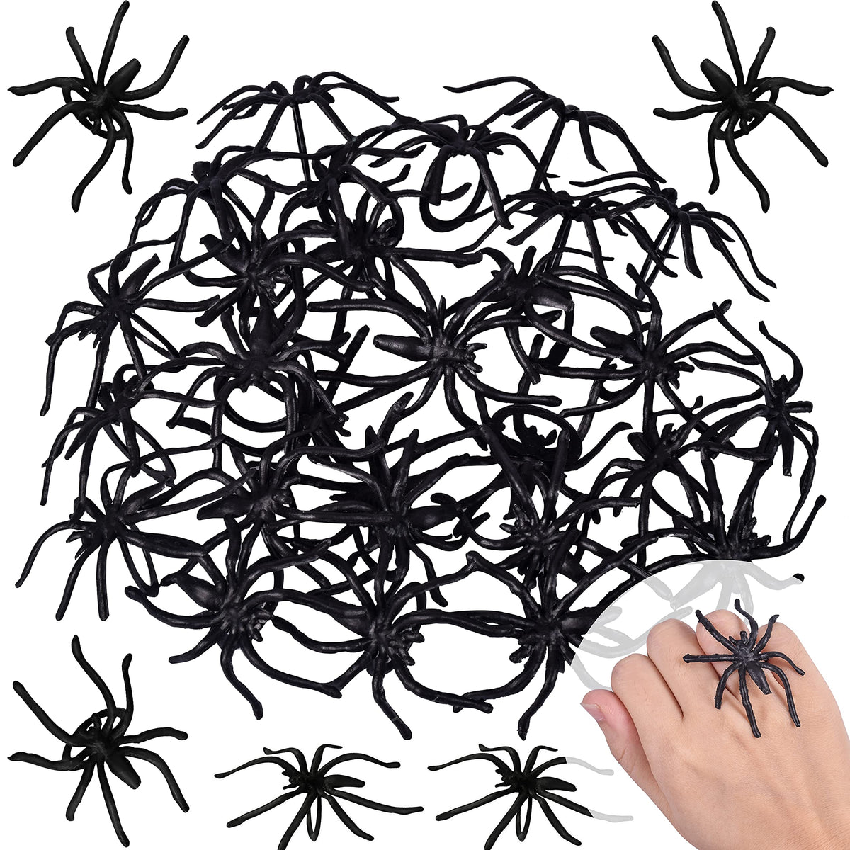 Max Fun Halloween spider rings for kids bulk 300pcs, ideal party favors.