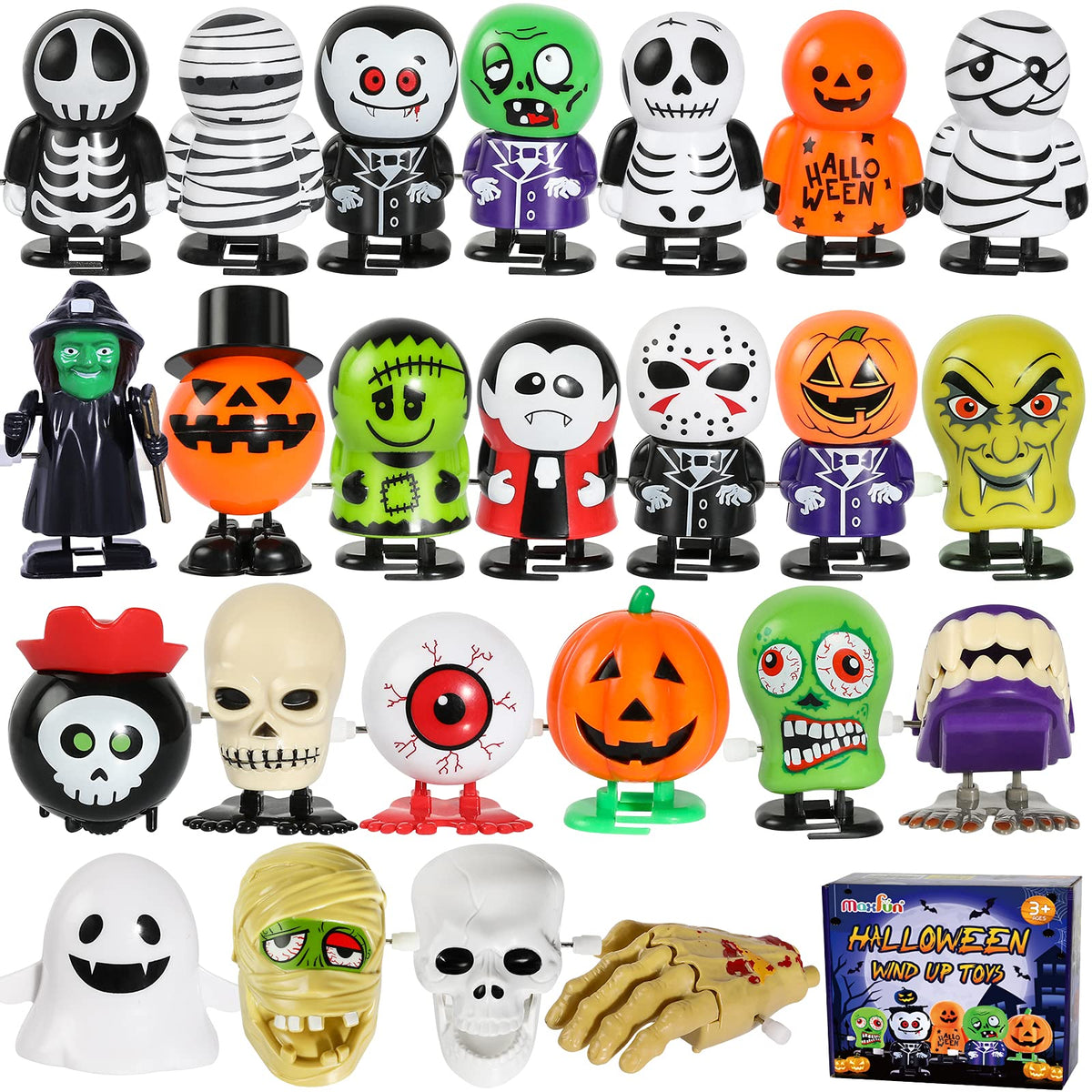 Max Fun Halloween wind-up toys collection with 24 unique designs for goody bags