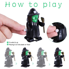Max Fun wind-up skull toy, spooky charm fits treat bags