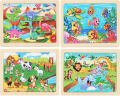 MAX JHQIQU 24-piece wooden puzzles with interlocking pieces enhance fine motor skills