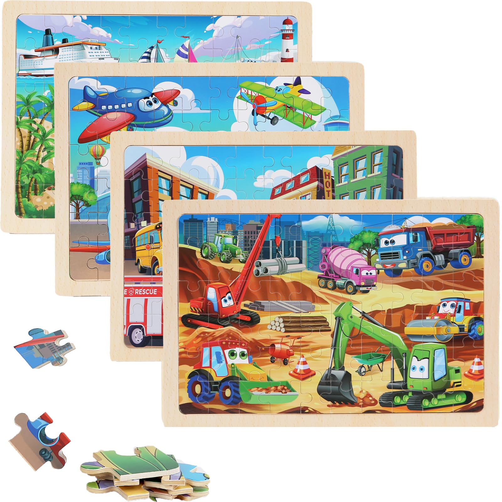 MAX JHQIQU wooden puzzle boat—promotes fine motor skills through hands-on play.