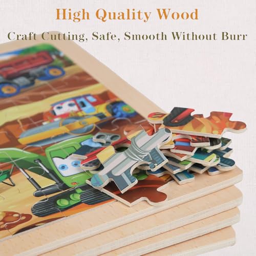 MAX JHQIQU wooden puzzle construction-site—hands-on activity supports problem-solving.