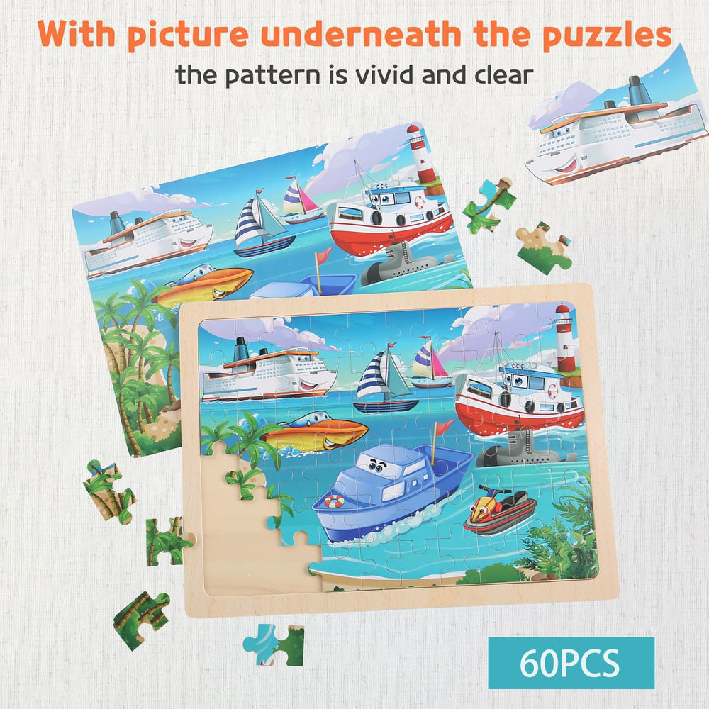 MAX JHQIQU wooden puzzle set—compact design ideal for travel.