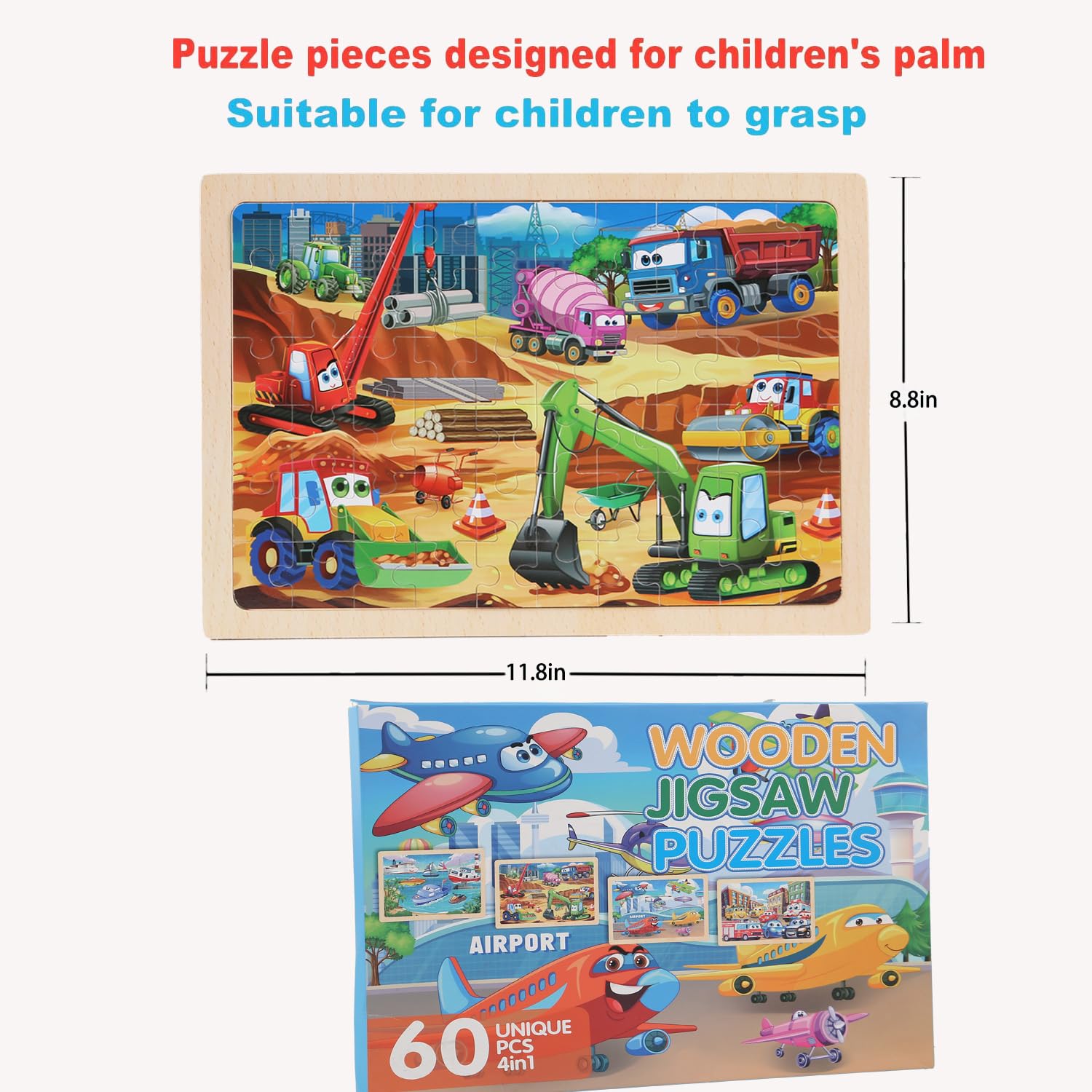 MAX JHQIQU wooden puzzle—bright colors support color recognition skills.