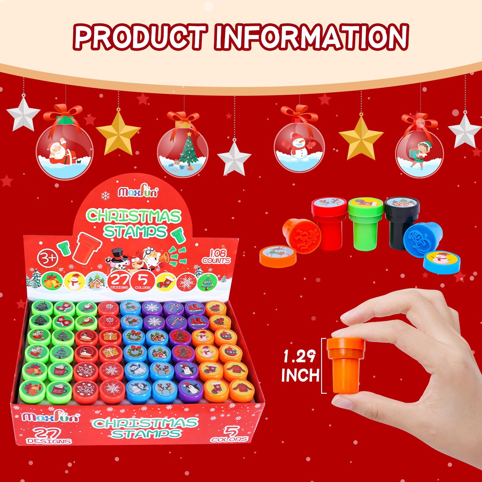 Max Fun Christmas Stamps support classroom rewards and festive crafts.