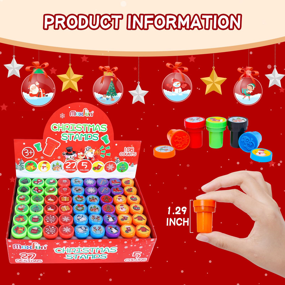 Max Fun Christmas Stamps support classroom rewards and festive crafts.