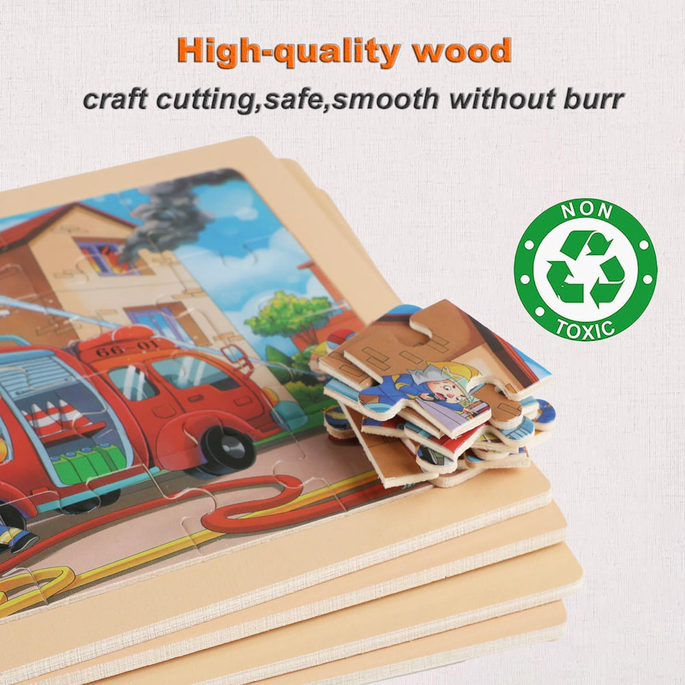 MAX JHQIQU wooden storage tray keeps puzzles organized after use.