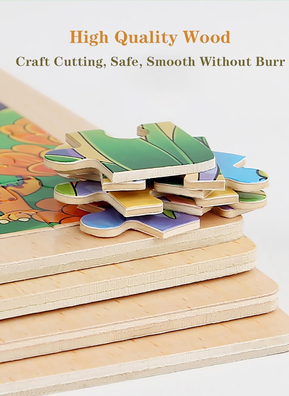 MAX JHQIQU wooden puzzle pieces with burr-free edges for safe play