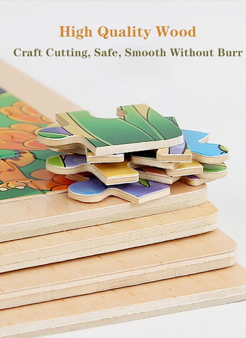 MAX JHQIQU wooden puzzle pieces with burr-free edges for safe play