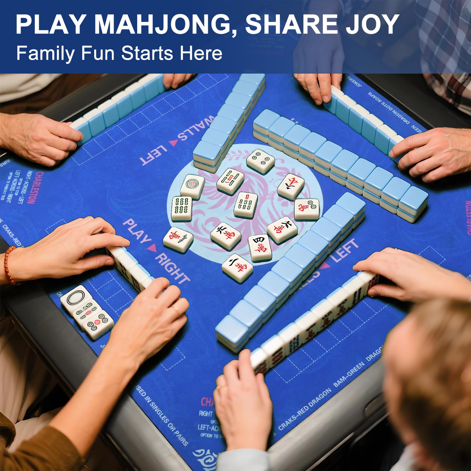 Maxsolve Mahjong Mat anti-slip base keeps mat steady during lively game sessions.