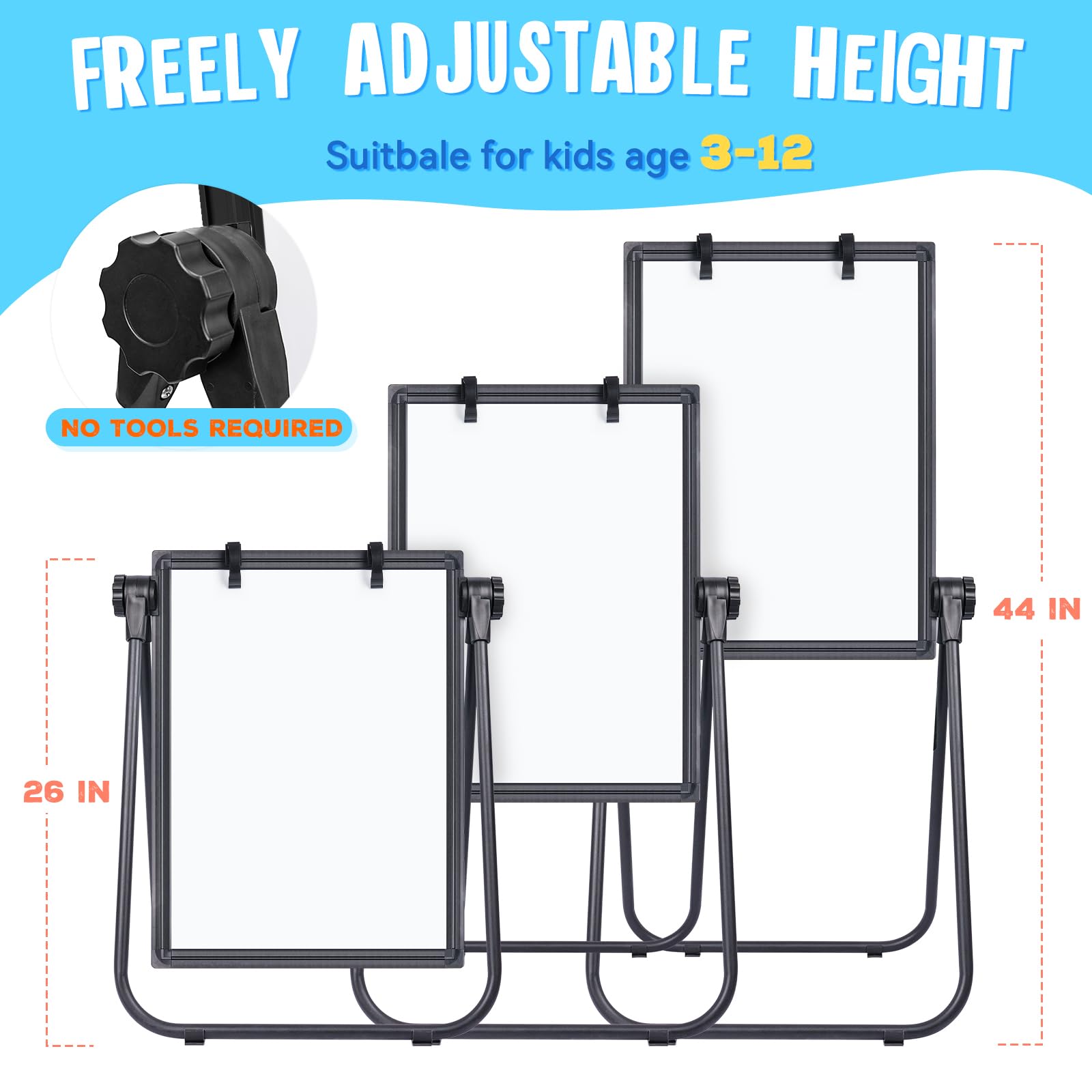 maxtek Kids Easel rotated to show versatile angles for art and writing