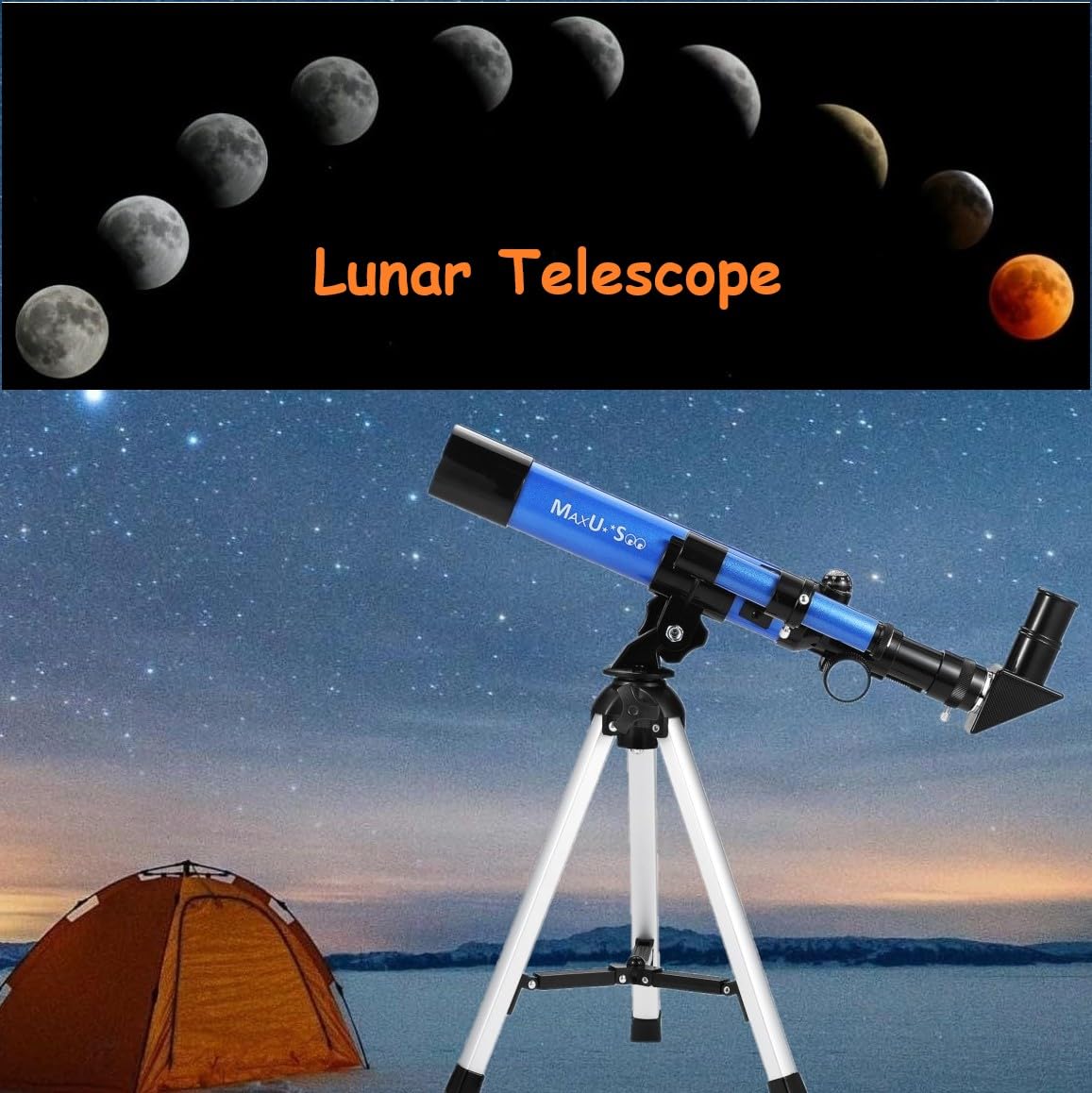 MaxUSee three eyepieces layout with H20, H12.5, H6mm for versatile viewing