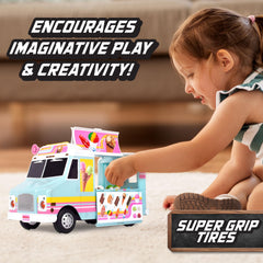 Maxx Action ice cream truck lights and sounds for interactive dessert play.