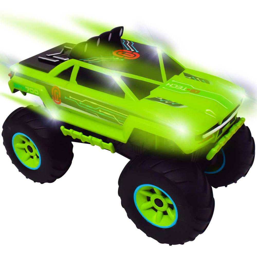Maxx Action monster truck green front view showcases rugged playtime action