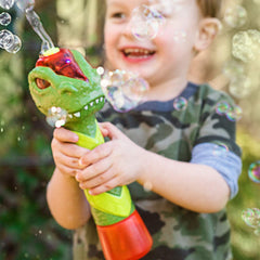 Maxx Bubbles Dinosaur Wand backyard play with colorful bubbles.