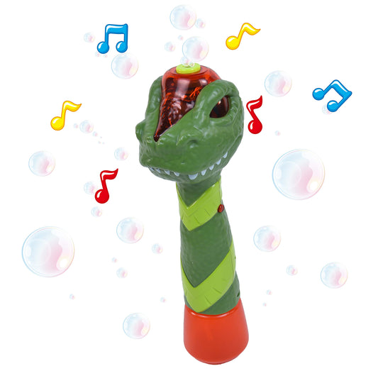 Maxx Bubbles Dinosaur Wand creates outdoor bubbles for fun family play.