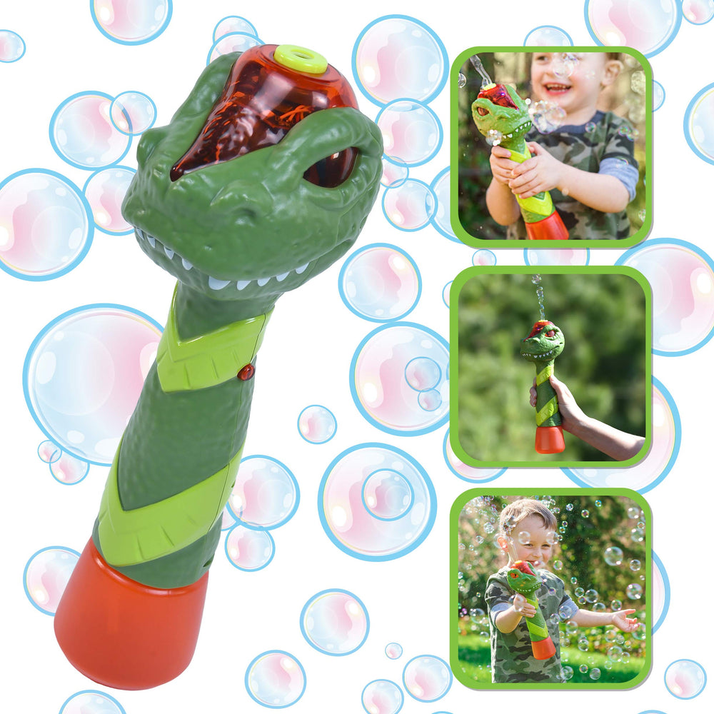 Maxx Bubbles Dinosaur Wand design allows easy fill and quick setup.